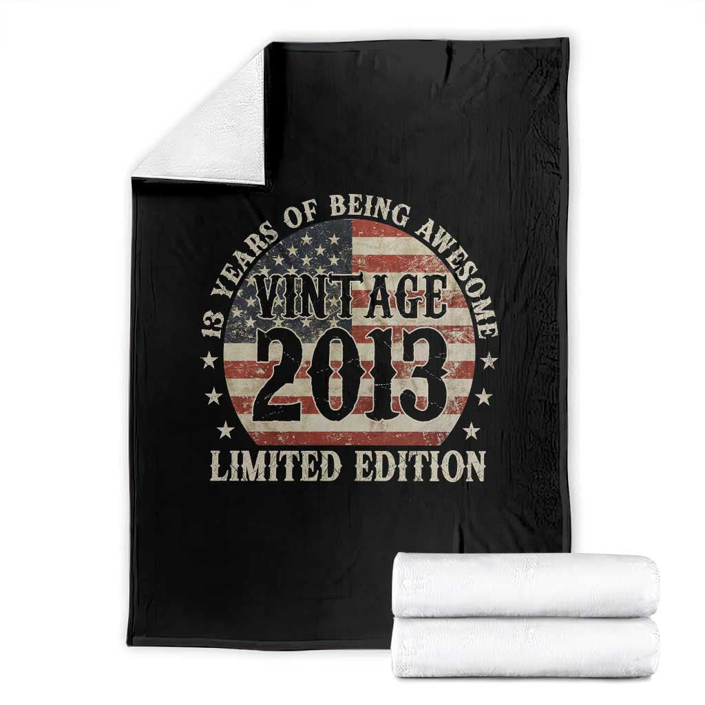 13th Birthday 2026 Throw Blanket Vintage 2013 Limited Edition 13 Years Of Being Awesome TS11 Black Print Your Wear