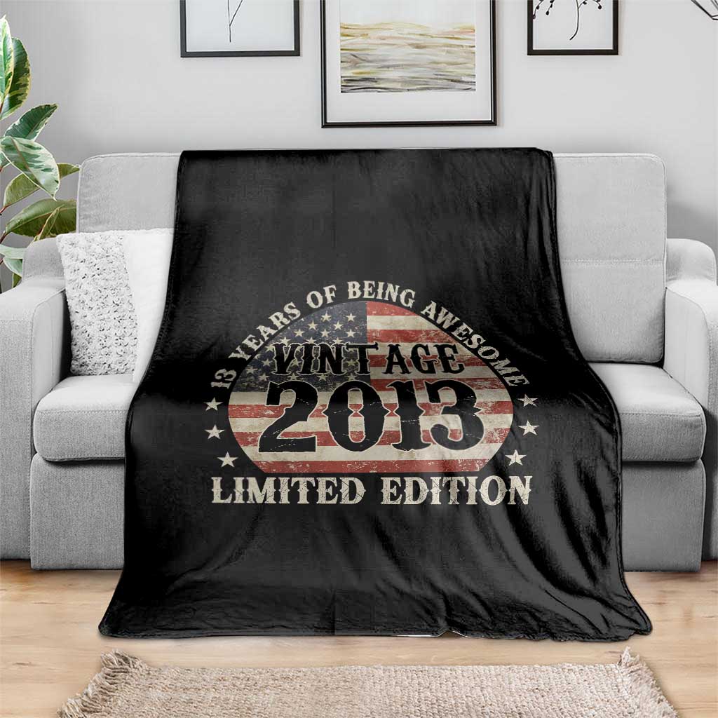 13th Birthday 2026 Throw Blanket Vintage 2013 Limited Edition 13 Years Of Being Awesome TS11 Print Your Wear