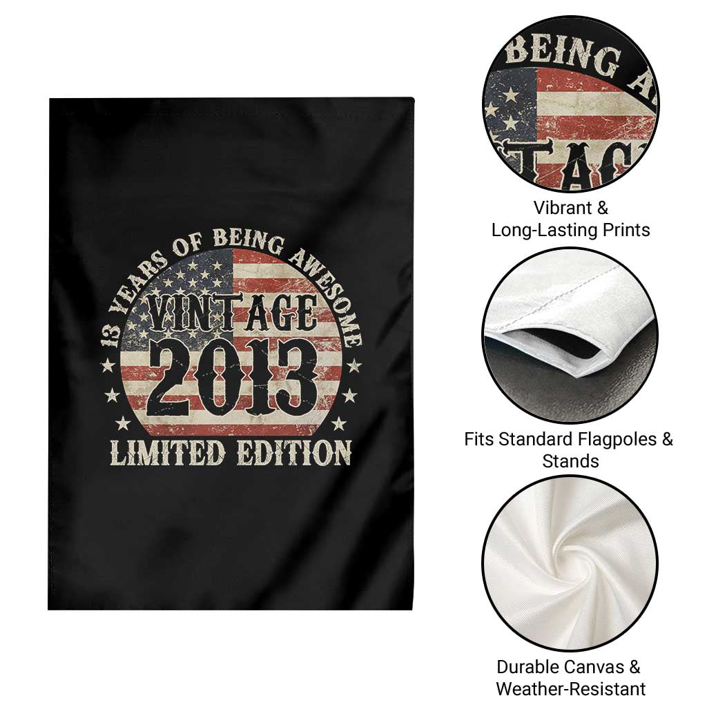 13th Birthday 2026 Garden Flag Vintage 2013 Limited Edition 13 Years Of Being Awesome TS11 Print Your Wear