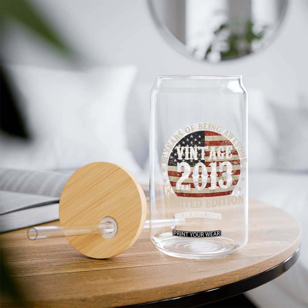 13th Birthday 2026 Glass Can Vintage 2013 Limited Edition 13 Years Of Being Awesome TS11 Print Your Wear