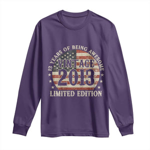 13th Birthday 2026 Long Sleeve Shirt Vintage 2013 Limited Edition 13 Years Of Being Awesome TS11 Purple Print Your Wear