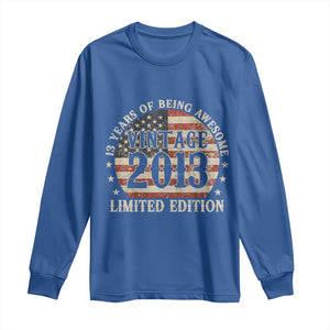 13th Birthday 2026 Long Sleeve Shirt Vintage 2013 Limited Edition 13 Years Of Being Awesome TS11 Royal Blue Print Your Wear