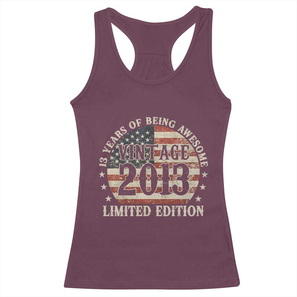 13th Birthday 2026 Racerback Tank Top Vintage 2013 Limited Edition 13 Years Of Being Awesome TS11 Maroon Print Your Wear