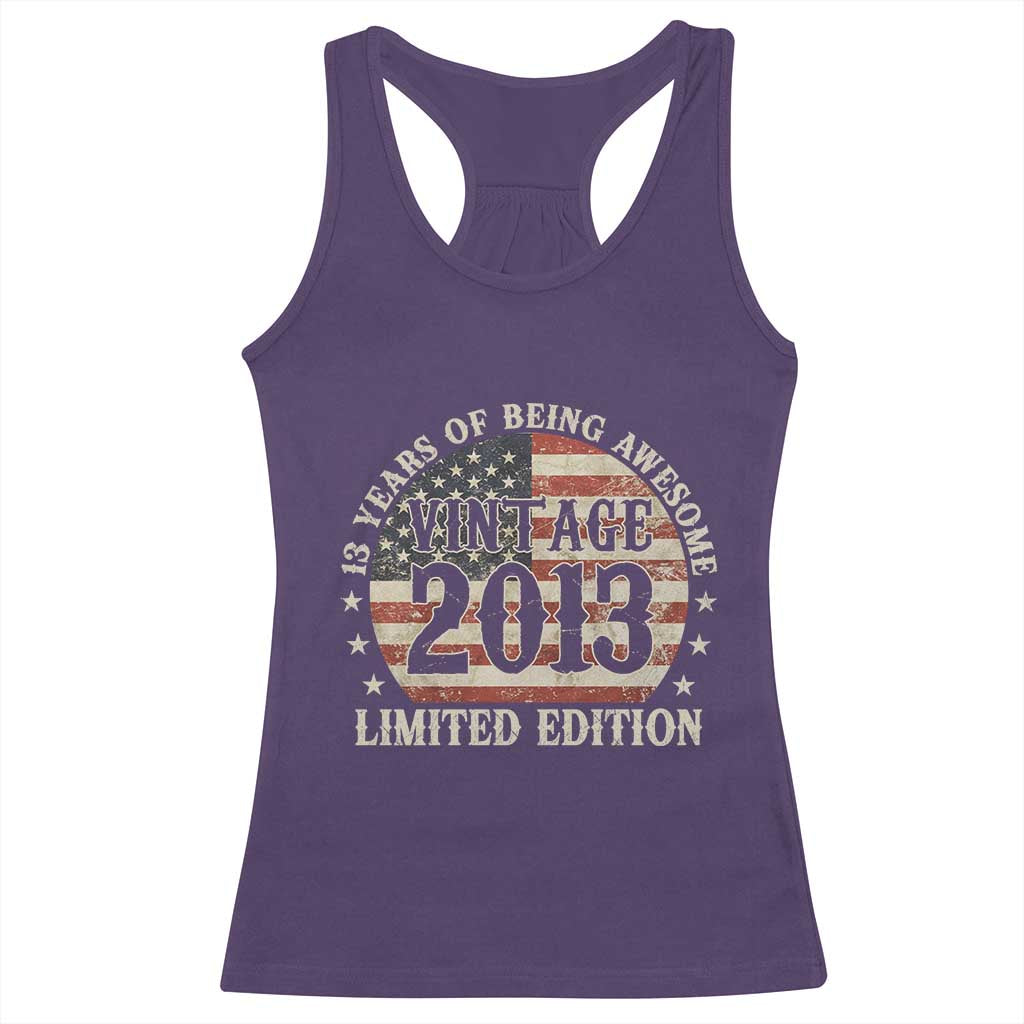 13th Birthday 2026 Racerback Tank Top Vintage 2013 Limited Edition 13 Years Of Being Awesome TS11 Purple Print Your Wear