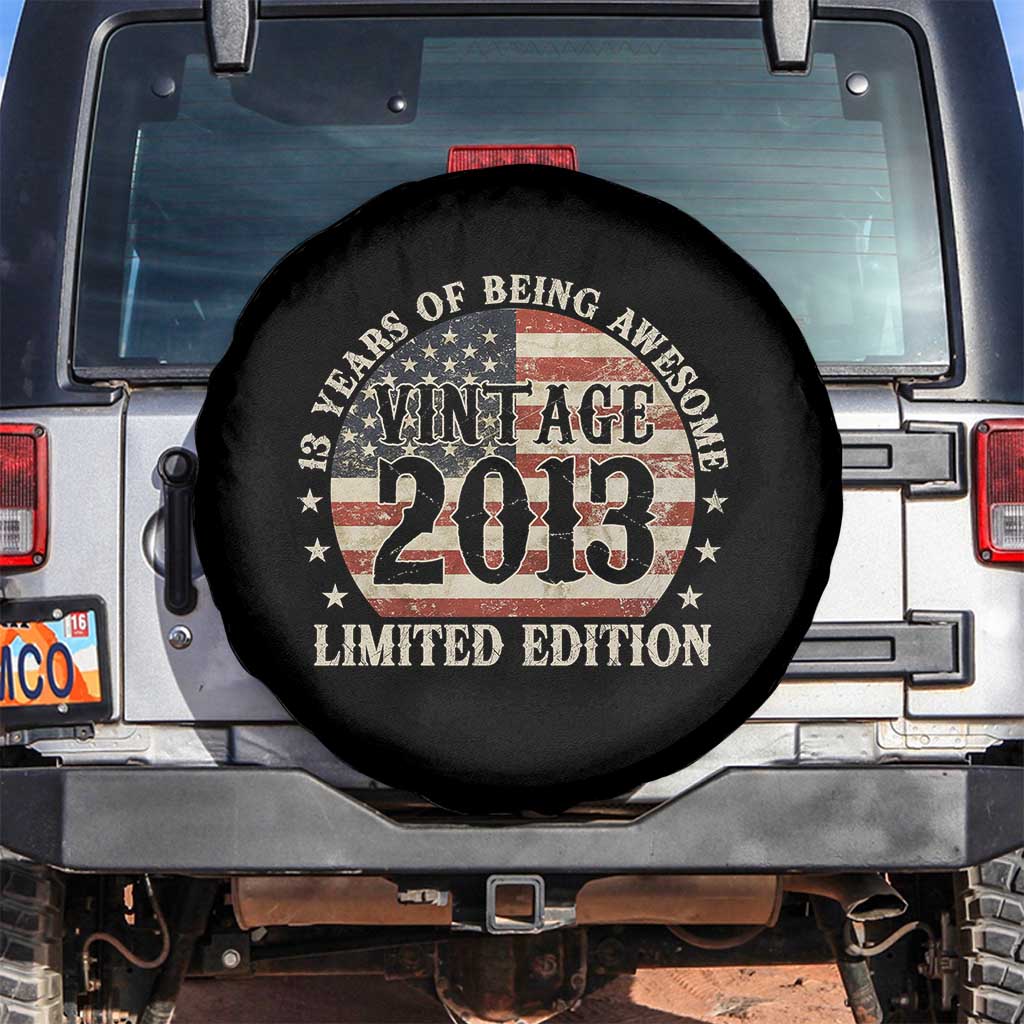 13th Birthday 2026 Spare Tire Cover Vintage 2013 Limited Edition 13 Years Of Being Awesome TS11 No hole Black Print Your Wear