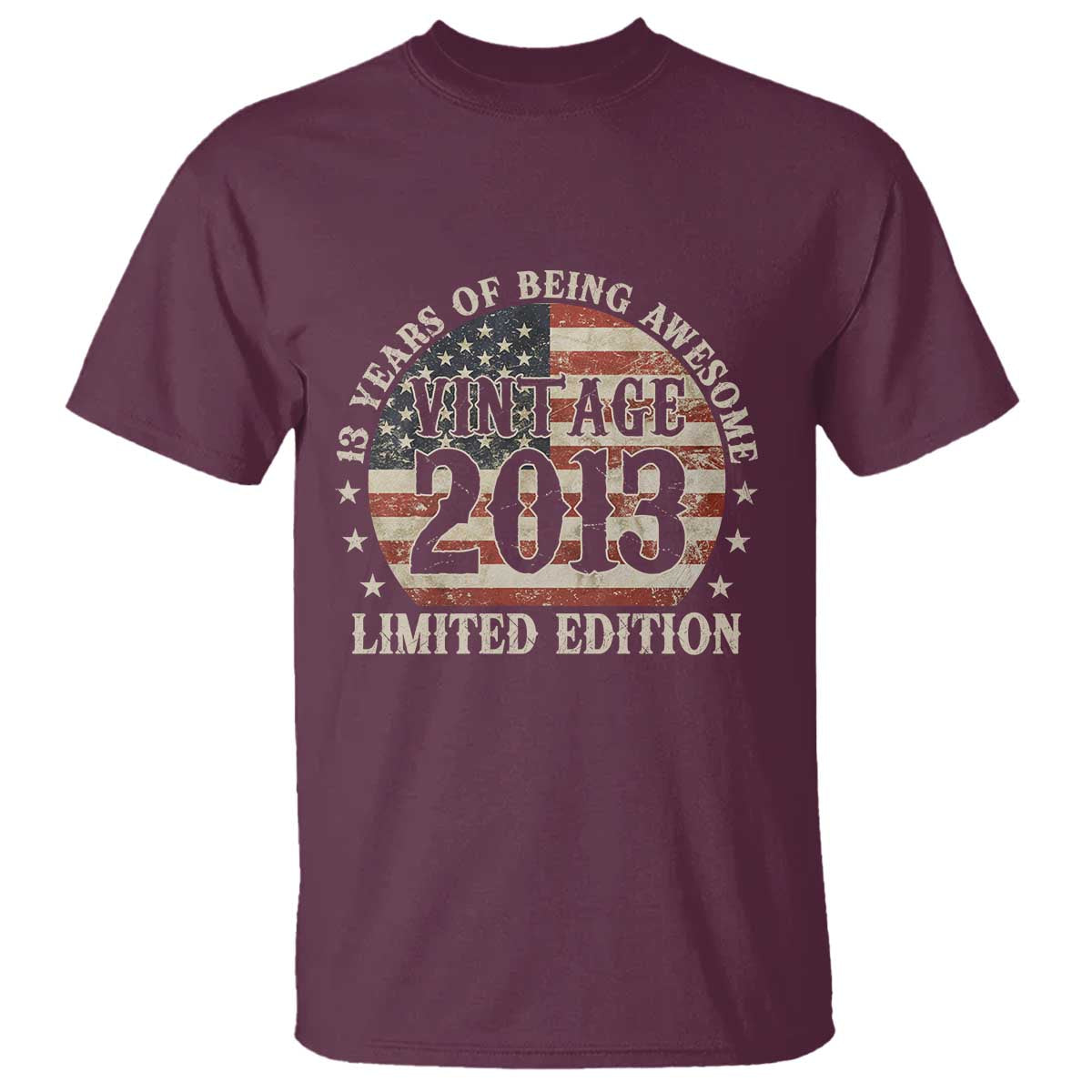 13th Birthday 2026 T Shirt Vintage 2013 Limited Edition 13 Years Of Being Awesome TS11 Maroon Print Your Wear