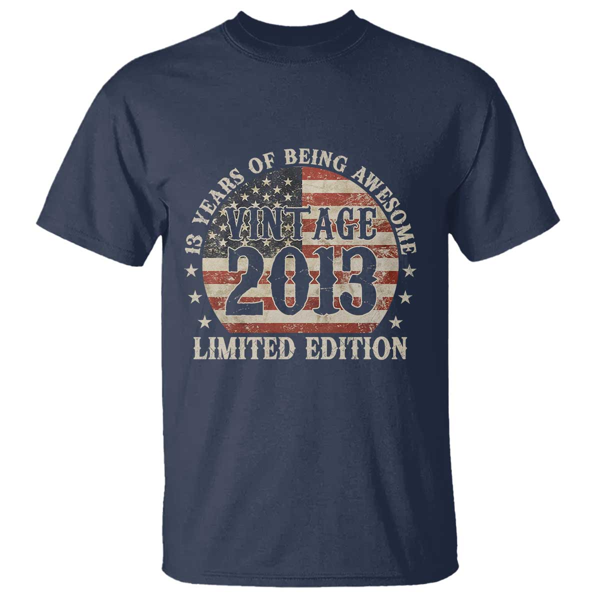 13th Birthday 2026 T Shirt Vintage 2013 Limited Edition 13 Years Of Being Awesome TS11 Navy Print Your Wear