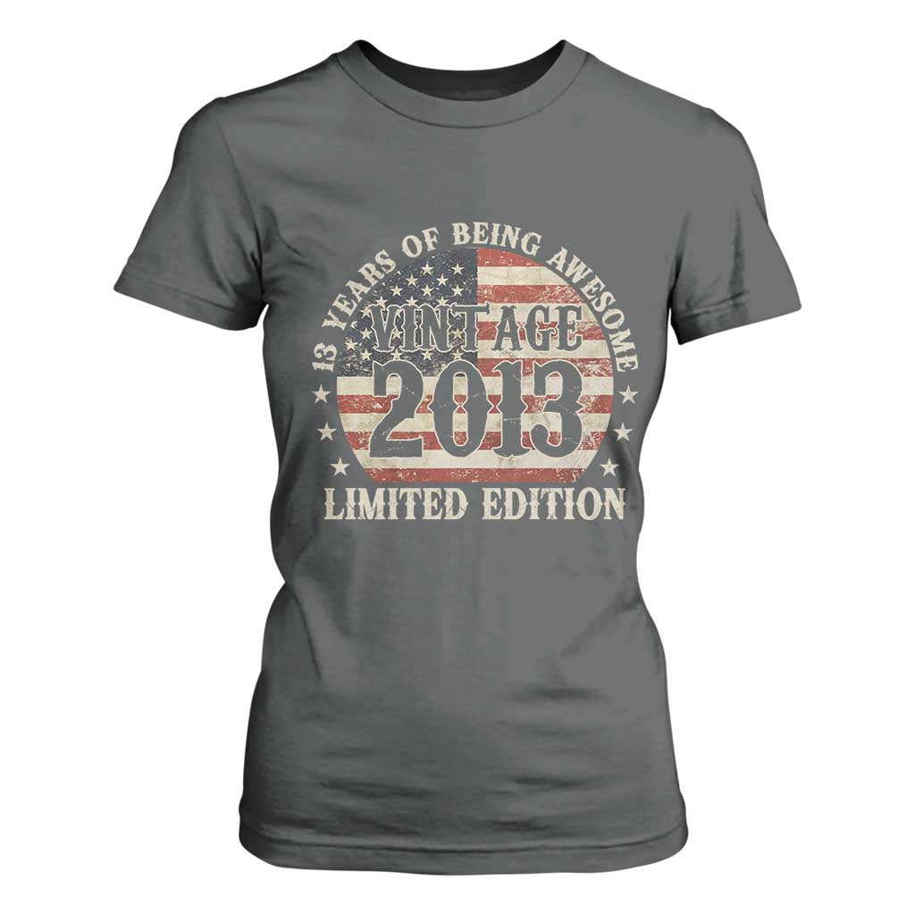 13th Birthday 2026 T Shirt For Women Vintage 2013 Limited Edition 13 Years Of Being Awesome TS11 Dark Heather Print Your Wear