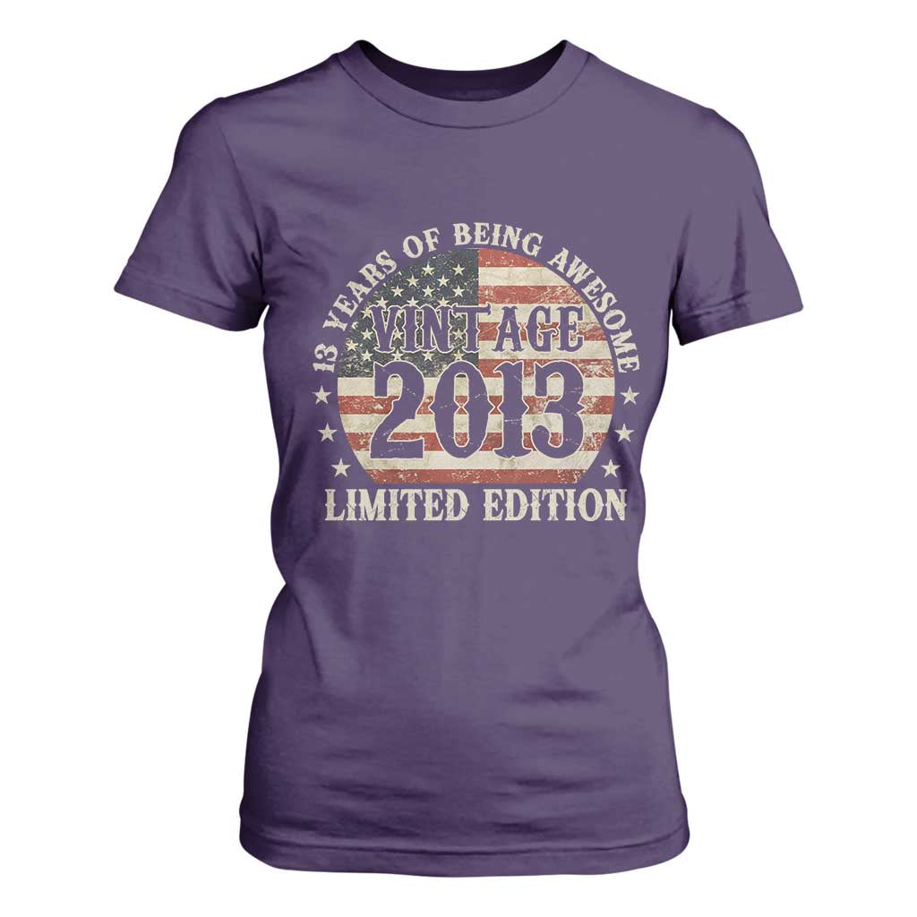 13th Birthday 2026 T Shirt For Women Vintage 2013 Limited Edition 13 Years Of Being Awesome TS11 Purple Print Your Wear