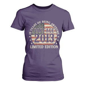 13th Birthday 2026 T Shirt For Women Vintage 2013 Limited Edition 13 Years Of Being Awesome TS11 Purple Print Your Wear