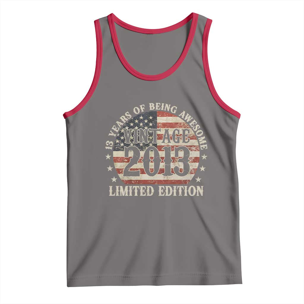 13th Birthday 2026 Tank Top Vintage 2013 Limited Edition 13 Years Of Being Awesome TS11 Deep Heather Red Print Your Wear