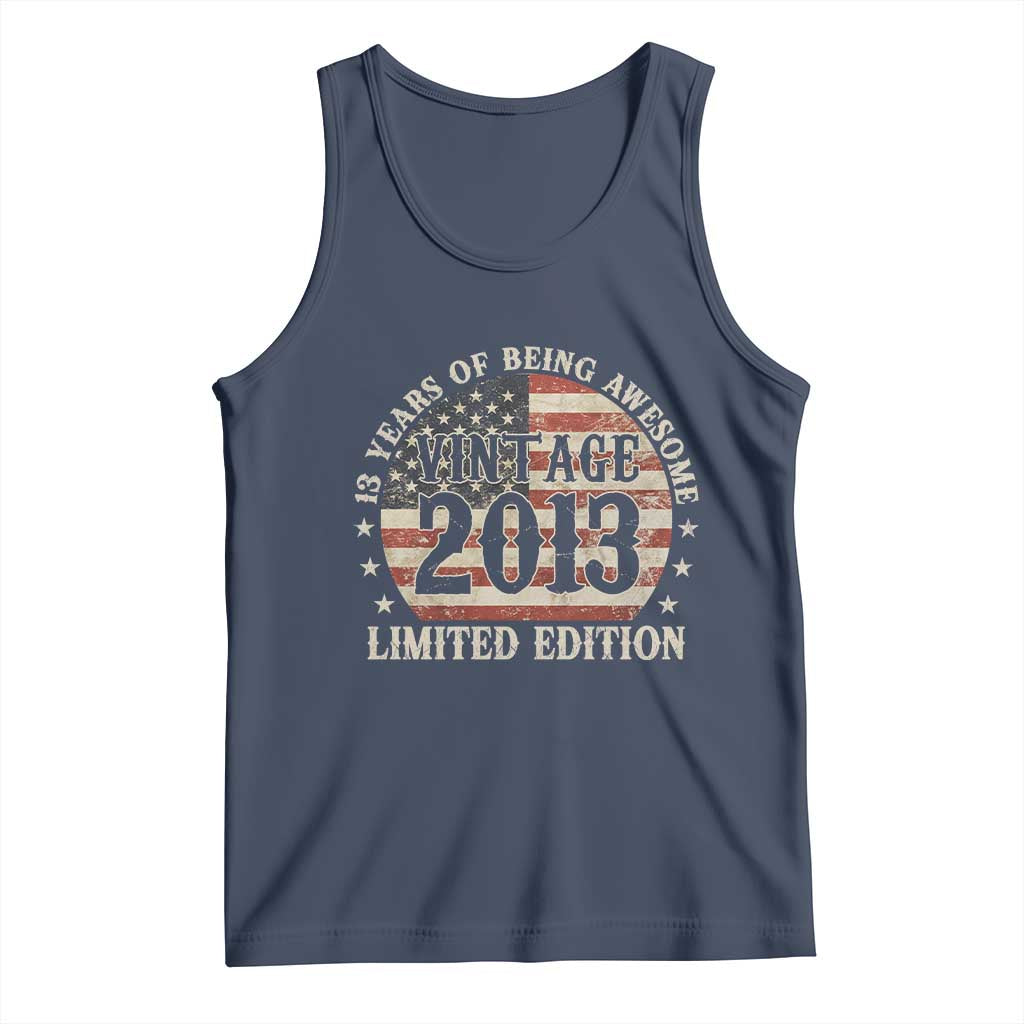 13th Birthday 2026 Tank Top Vintage 2013 Limited Edition 13 Years Of Being Awesome TS11 Navy Print Your Wear
