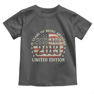 13th Birthday 2026 Toddler T Shirt Vintage 2013 Limited Edition 13 Years Of Being Awesome TS11 Dark Heather Print Your Wear