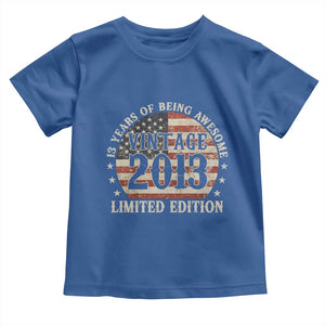 13th Birthday 2026 Toddler T Shirt Vintage 2013 Limited Edition 13 Years Of Being Awesome TS11 Royal Blue Print Your Wear