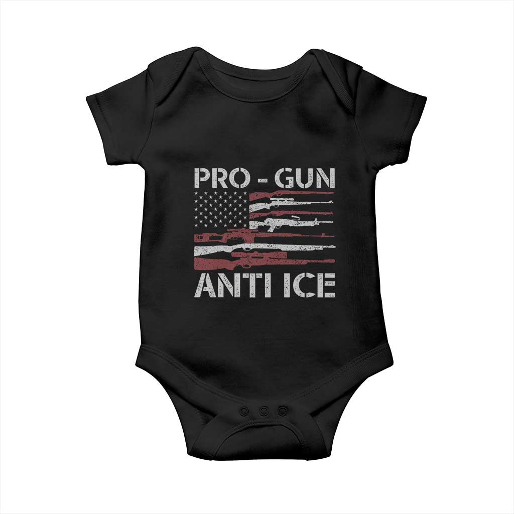 Pro Gun Anti Ice Baby Onesie Vintage American Flag 2nd Amendment Support TS11 Black Print Your Wear