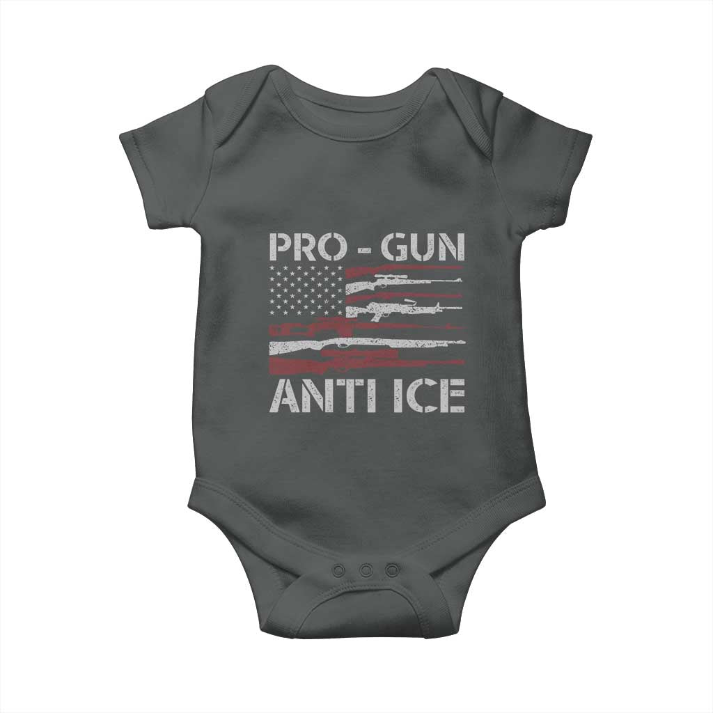 Pro Gun Anti Ice Baby Onesie Vintage American Flag 2nd Amendment Support TS11 Dark Heather Print Your Wear