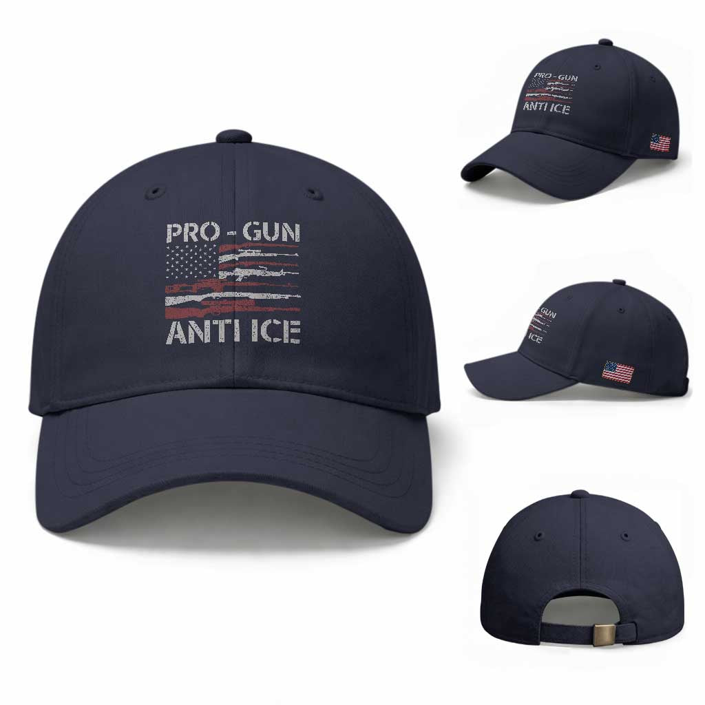 Pro Gun Anti Ice Baseball Cap Vintage American Flag 2nd Amendment Support TS11 Baseball Cap Universal Fit Navy Print Your Wear