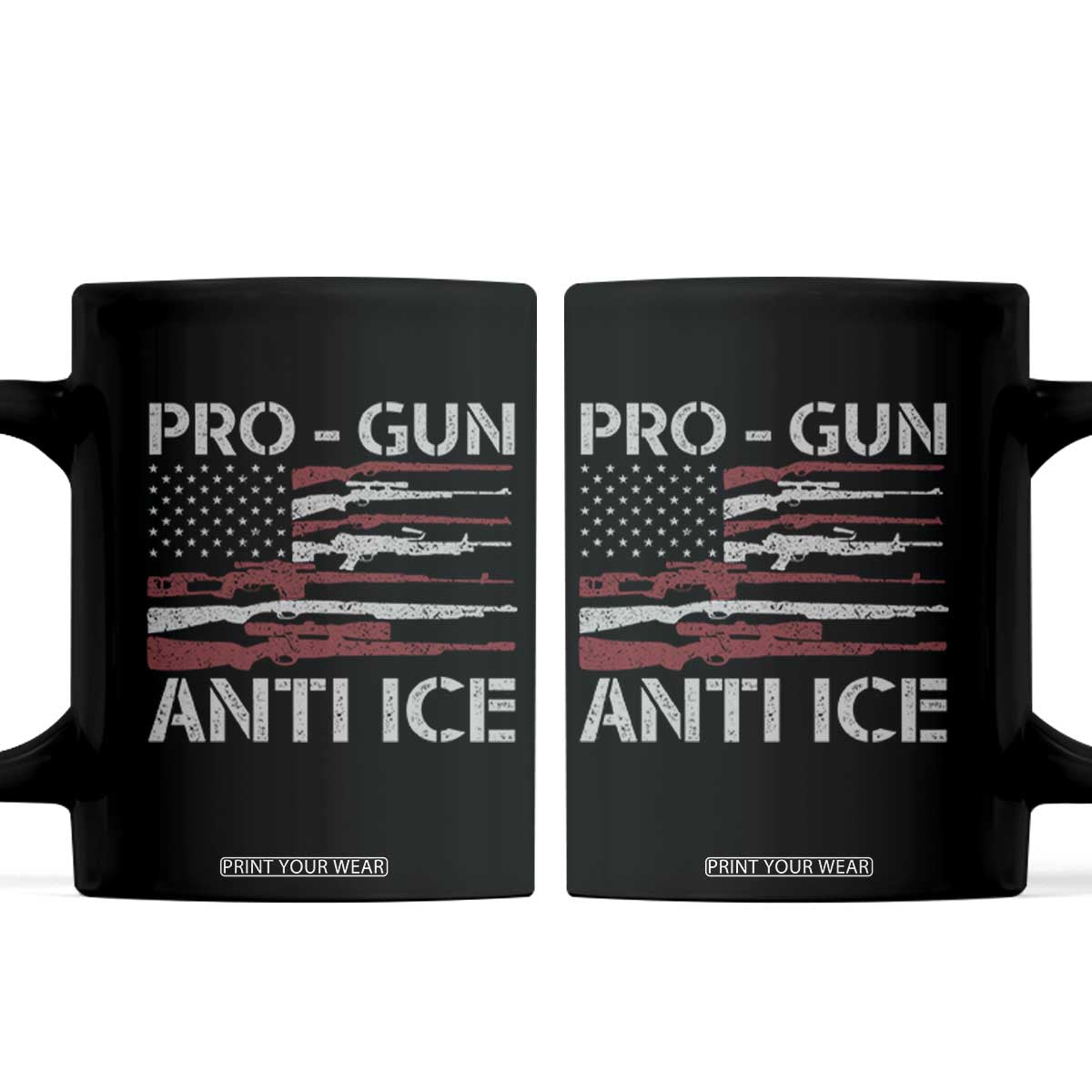 Pro Gun Anti Ice Coffee Mug Vintage American Flag 2nd Amendment Support TS11 Black Print Your Wear