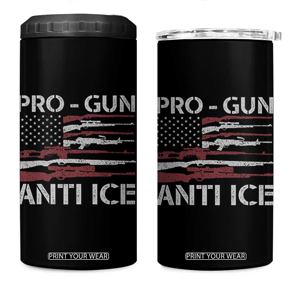 Pro Gun Anti Ice 4 in 1 Can Cooler Tumbler Vintage American Flag 2nd Amendment Support TS11 One Size: 16 oz Black Print Your Wear