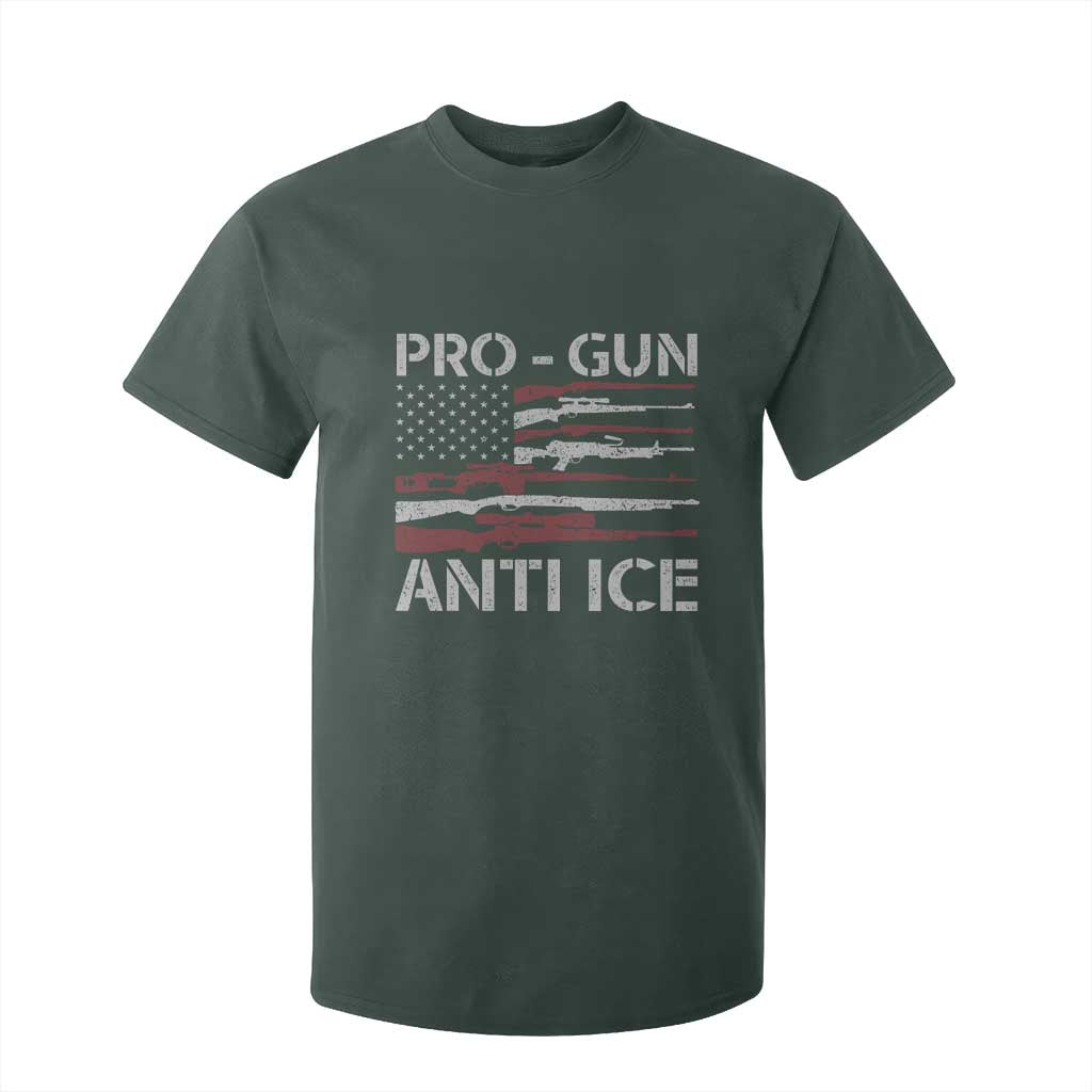 Pro Gun Anti Ice T Shirt For Kid Vintage American Flag 2nd Amendment Support TS11 Dark Forest Green Print Your Wear