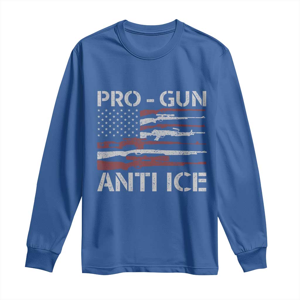 Pro Gun Anti Ice Long Sleeve Shirt Vintage American Flag 2nd Amendment Support TS11 Royal Blue Print Your Wear