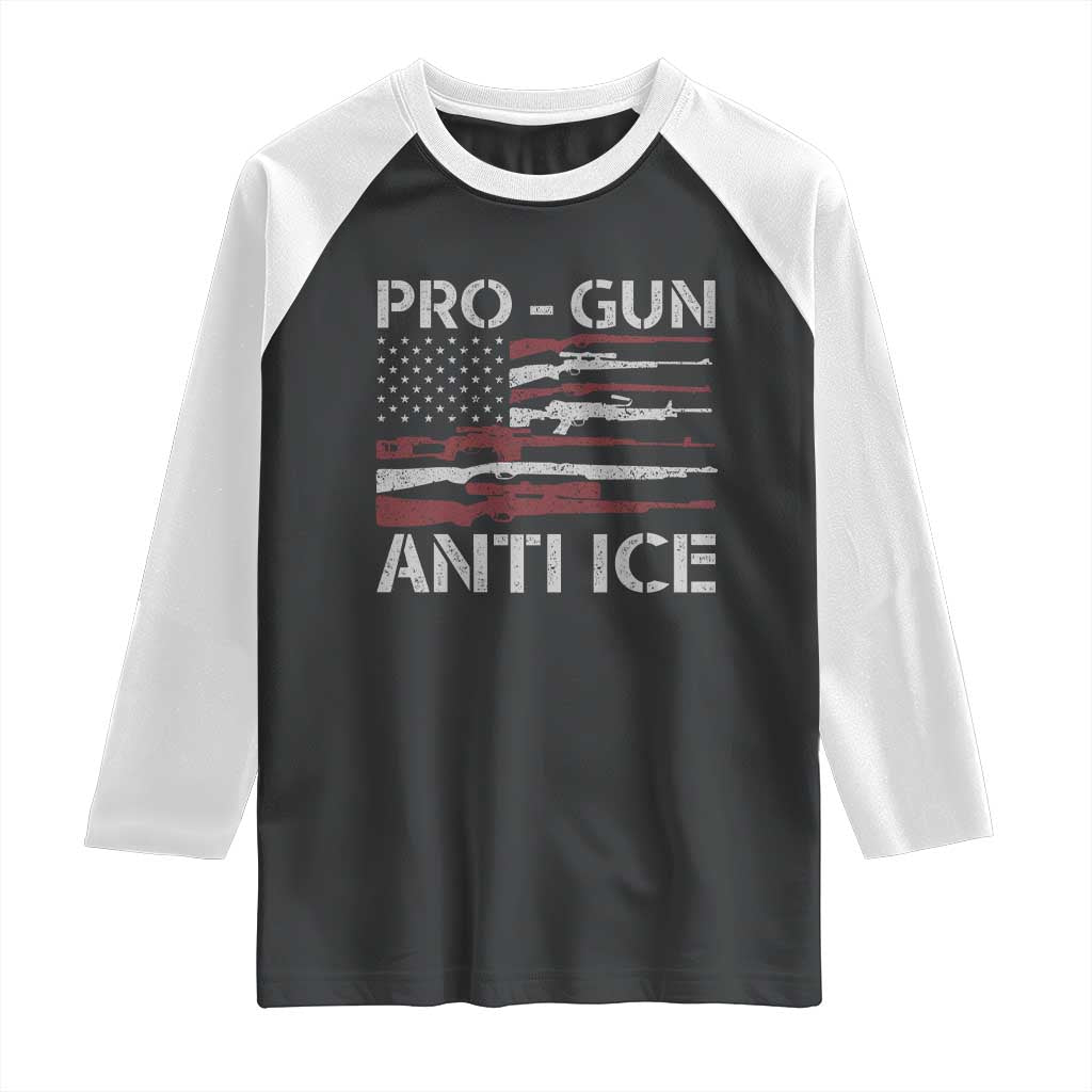 Pro Gun Anti Ice Raglan Shirt Vintage American Flag 2nd Amendment Support TS11 Black White Print Your Wear