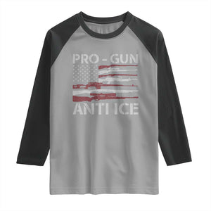 Pro Gun Anti Ice Raglan Shirt Vintage American Flag 2nd Amendment Support TS11 Sport Gray Black Print Your Wear