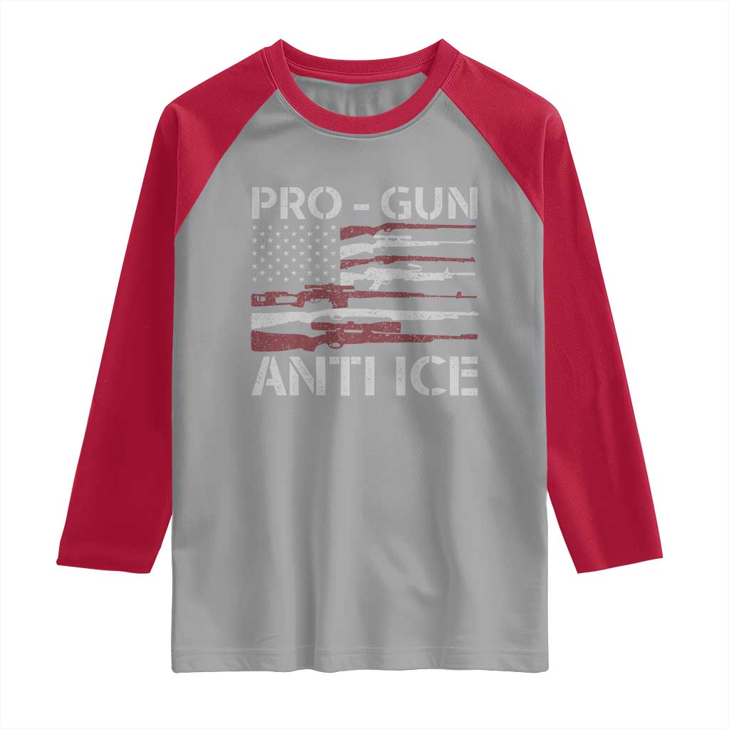 Pro Gun Anti Ice Raglan Shirt Vintage American Flag 2nd Amendment Support TS11 Sport Gray Red Print Your Wear