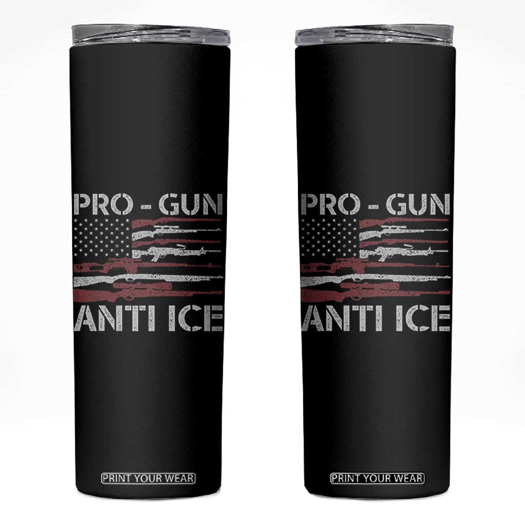 Pro Gun Anti Ice Skinny Tumbler Vintage American Flag 2nd Amendment Support TS11 Black Print Your Wear