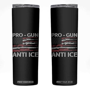 Pro Gun Anti Ice Skinny Tumbler Vintage American Flag 2nd Amendment Support TS11 Black Print Your Wear