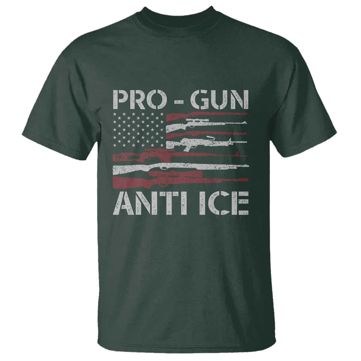 Pro Gun Anti Ice T Shirt Vintage American Flag 2nd Amendment Support TS11 Dark Forest Green Print Your Wear