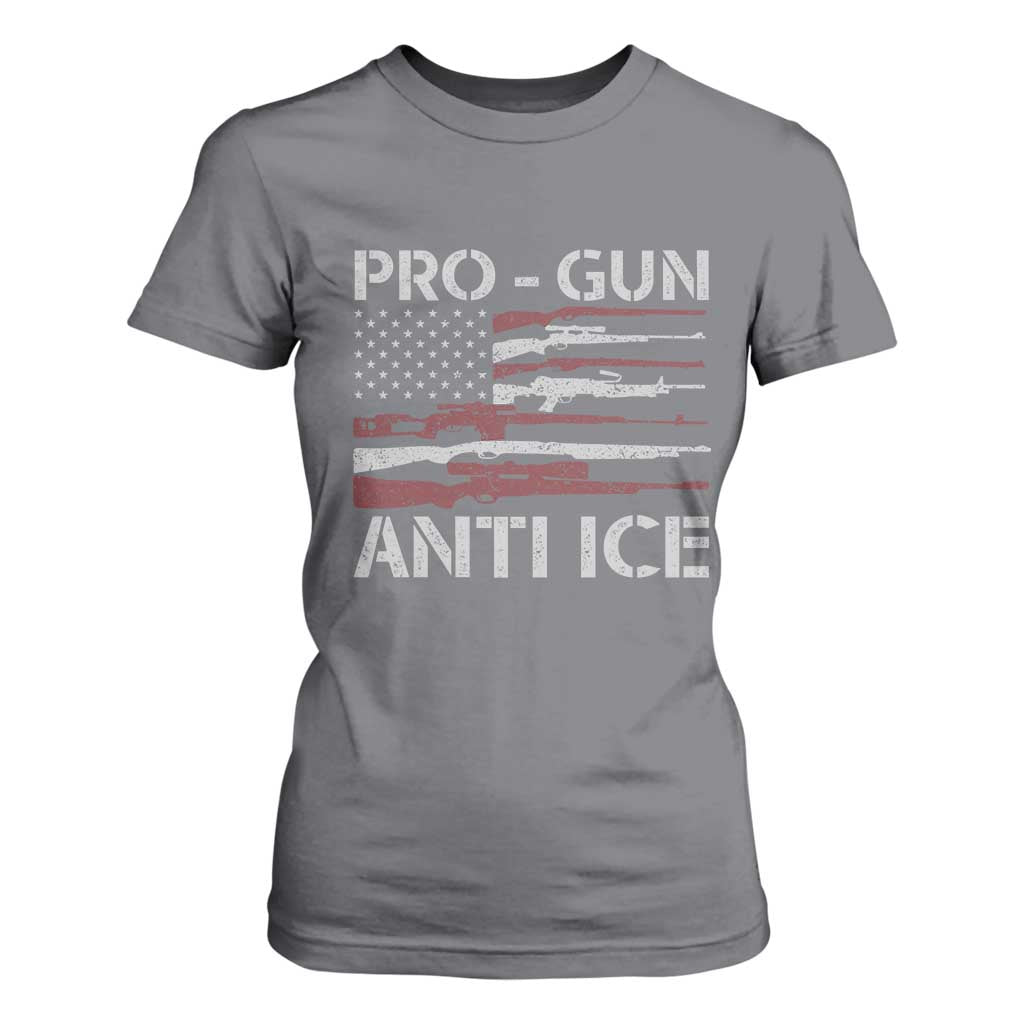 Pro Gun Anti Ice T Shirt For Women Vintage American Flag 2nd Amendment Support TS11 Charcoal Print Your Wear