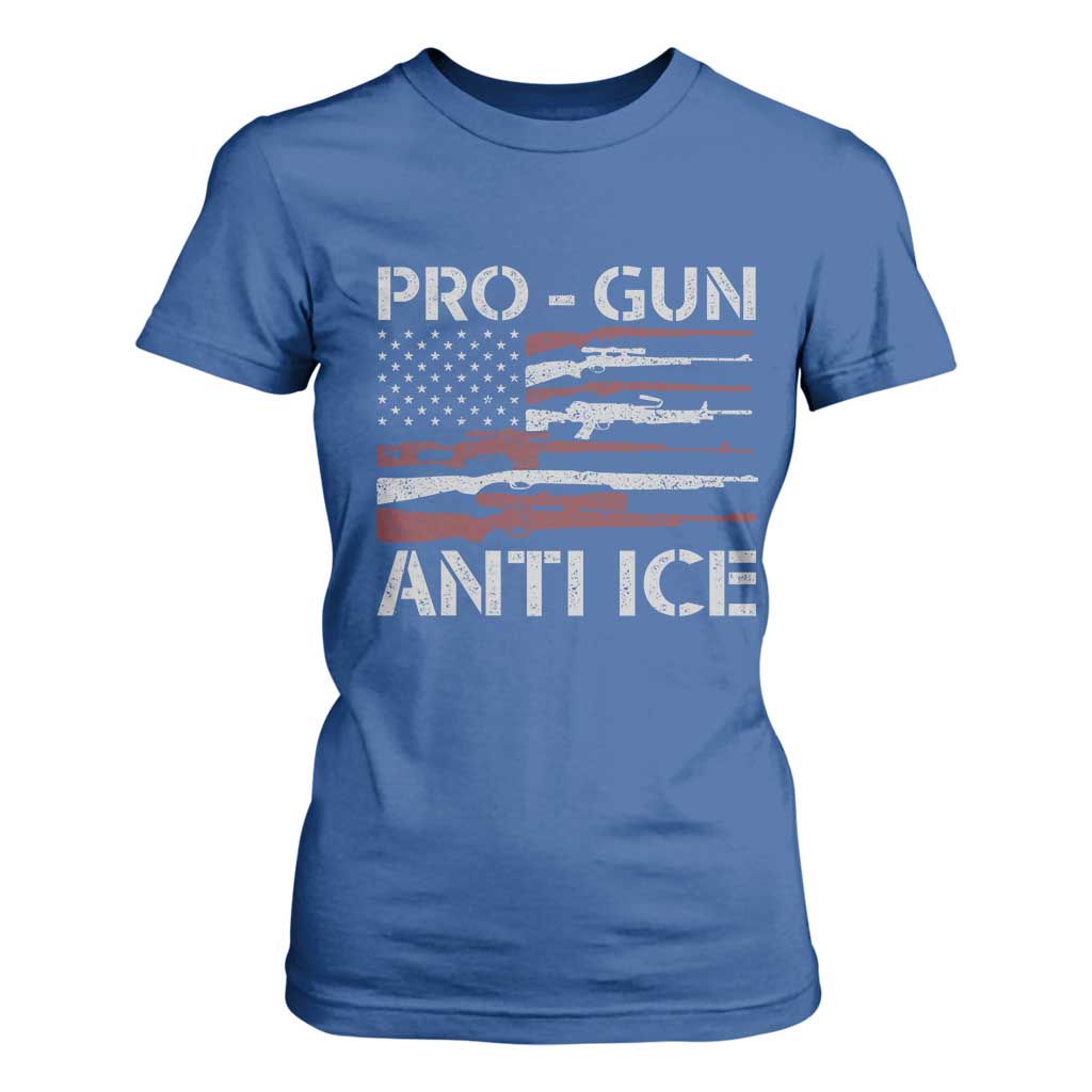 Pro Gun Anti Ice T Shirt For Women Vintage American Flag 2nd Amendment Support TS11 Royal Blue Print Your Wear