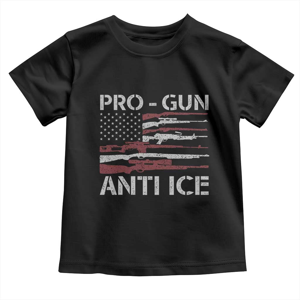 Pro Gun Anti Ice Toddler T Shirt Vintage American Flag 2nd Amendment Support TS11 Black Print Your Wear
