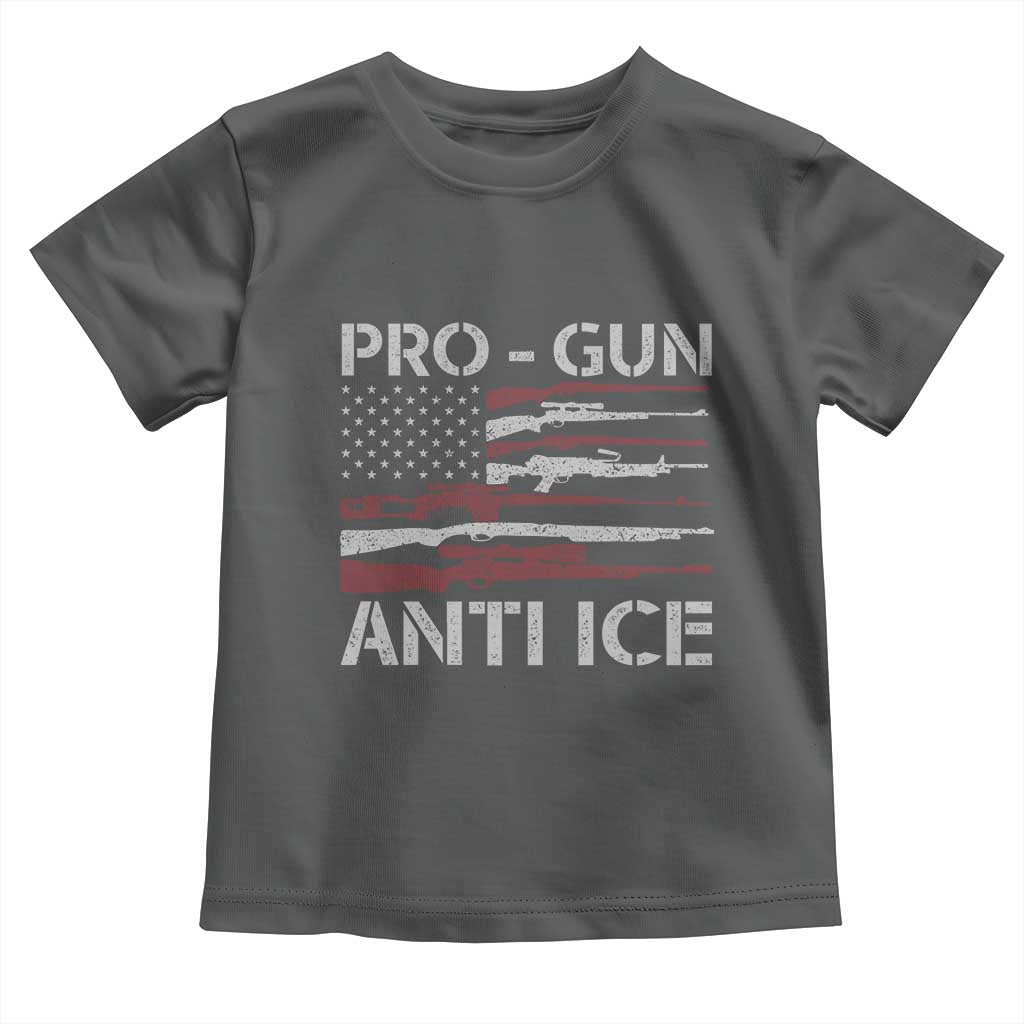 Pro Gun Anti Ice Toddler T Shirt Vintage American Flag 2nd Amendment Support TS11 Dark Heather Print Your Wear