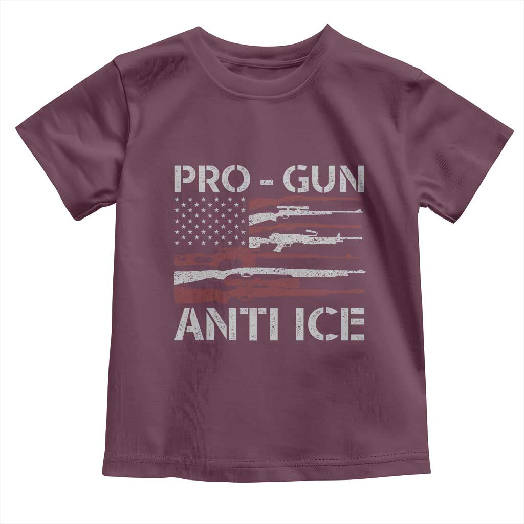 Pro Gun Anti Ice Toddler T Shirt Vintage American Flag 2nd Amendment Support TS11 Maroon Print Your Wear