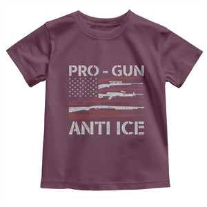 Pro Gun Anti Ice Toddler T Shirt Vintage American Flag 2nd Amendment Support TS11 Maroon Print Your Wear