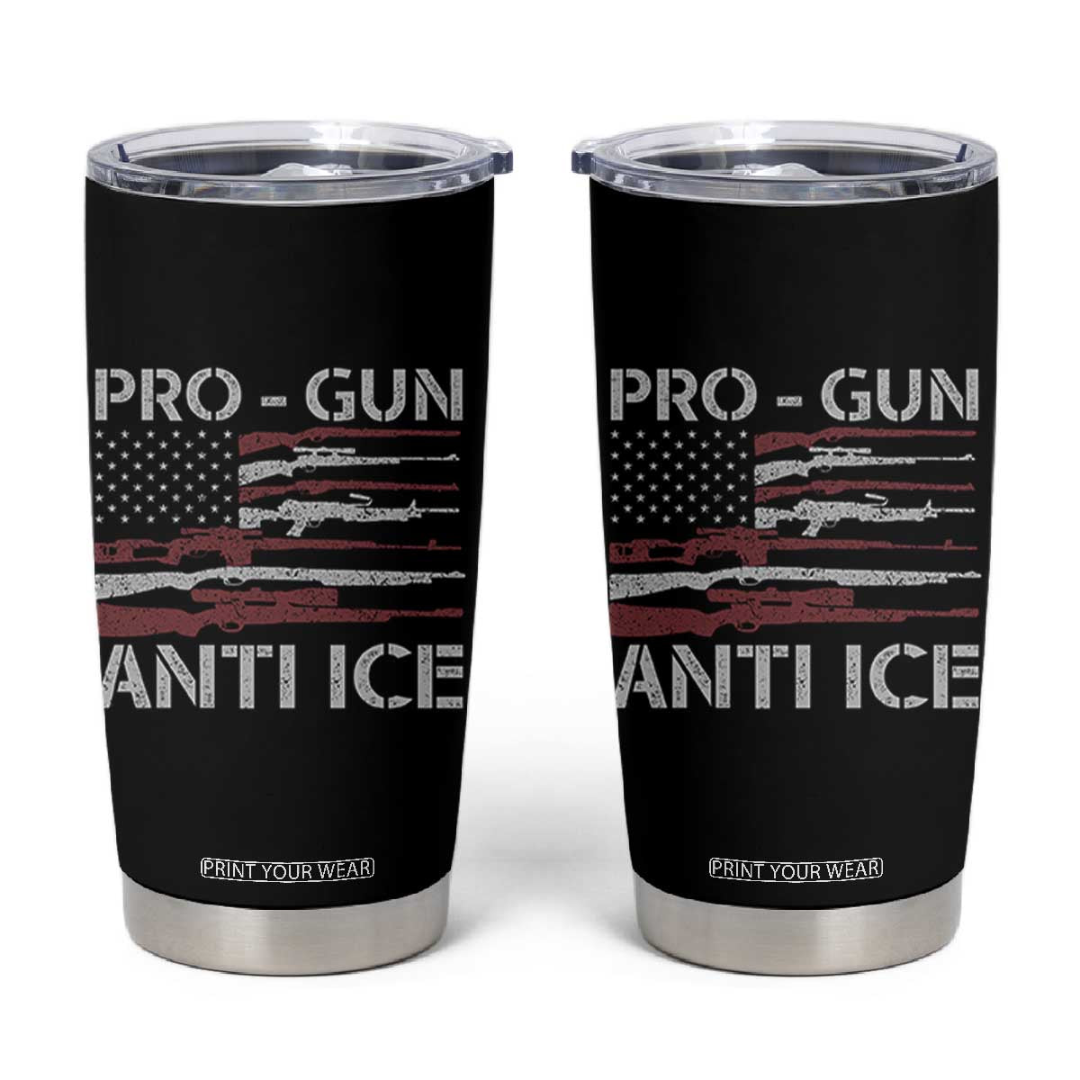 Pro Gun Anti Ice Tumbler Cup Vintage American Flag 2nd Amendment Support TS11 Black Print Your Wear