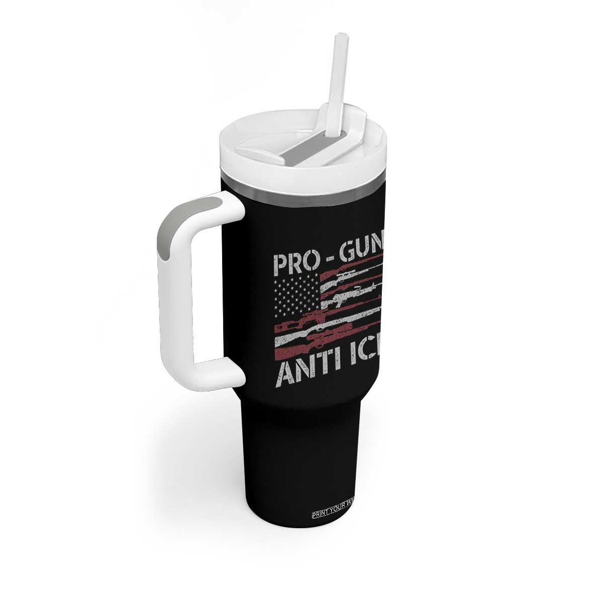 Pro Gun Anti Ice Tumbler With Handle Vintage American Flag 2nd Amendment Support TS11 Print Your Wear