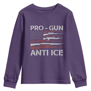 Pro Gun Anti Ice Youth Sweatshirt Vintage American Flag 2nd Amendment Support TS11 Purple Print Your Wear