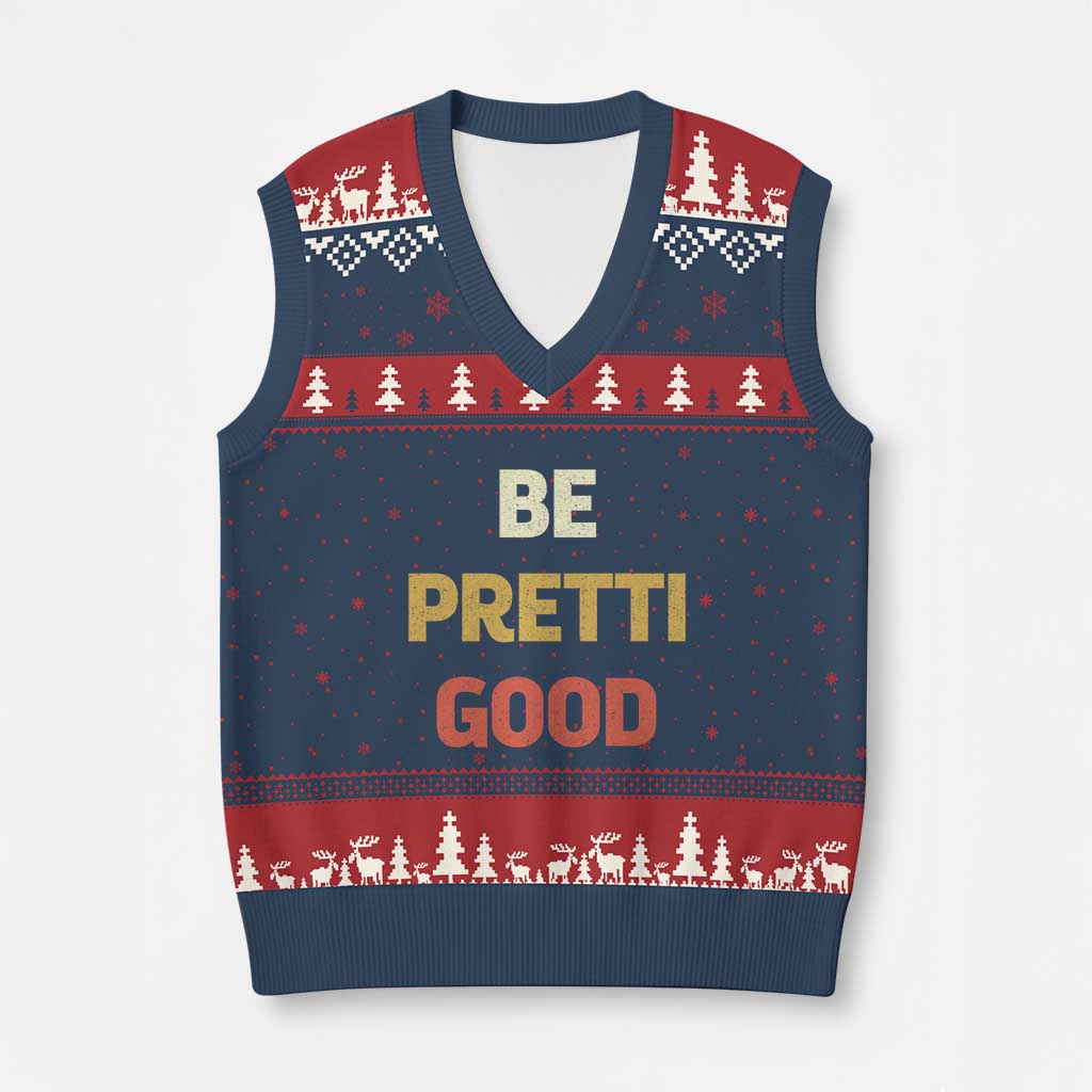 Be Pretti Good V-Neck Knit Sweater Vest Minneapolis 2026 Memorial Tribute TS11 Navy Red Print Your Wear