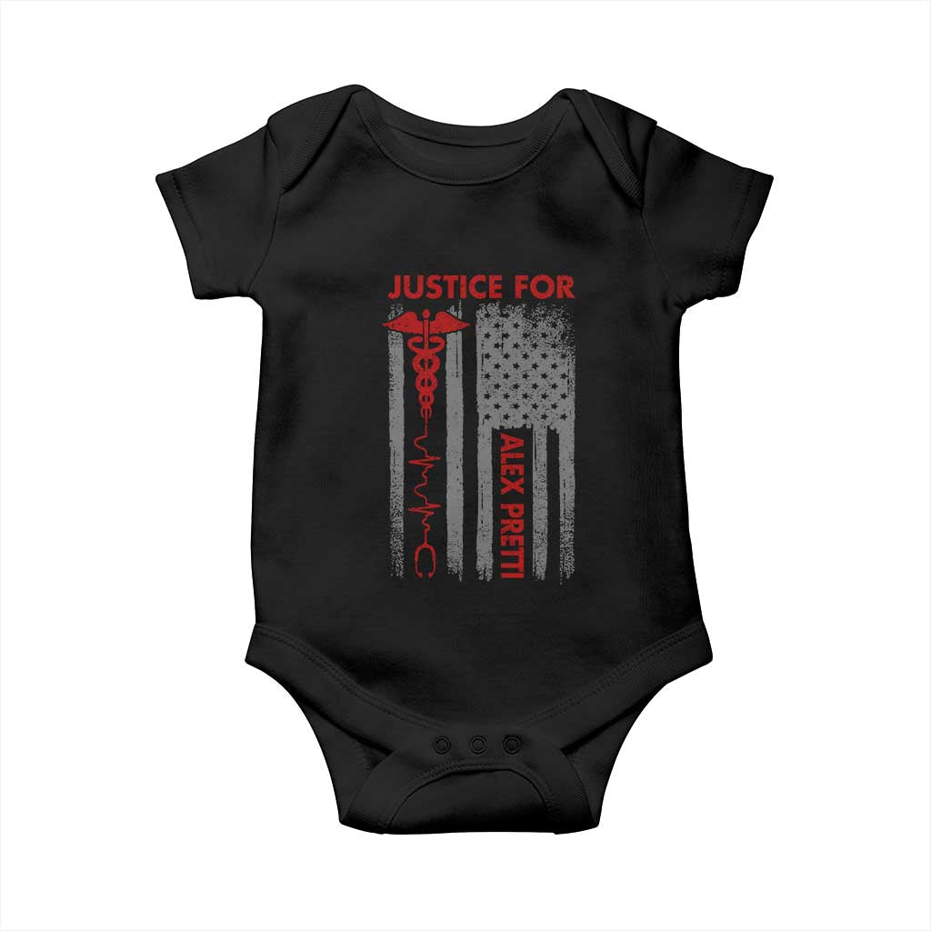 Justice For Alex Pretti Baby Onesie Minneapolis Tribute 2026 ICU Nurse American Flag TS11 Black Print Your Wear