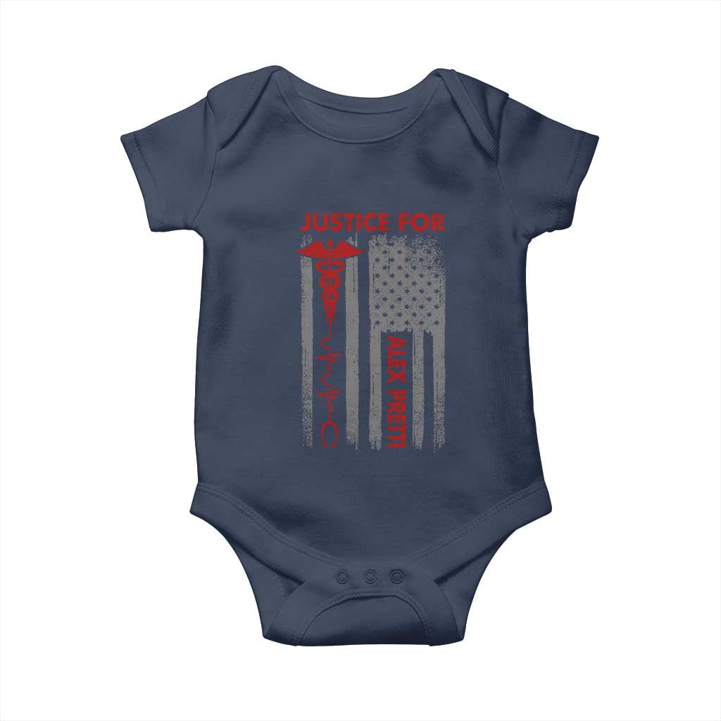 Justice For Alex Pretti Baby Onesie Minneapolis Tribute 2026 ICU Nurse American Flag TS11 Navy Print Your Wear