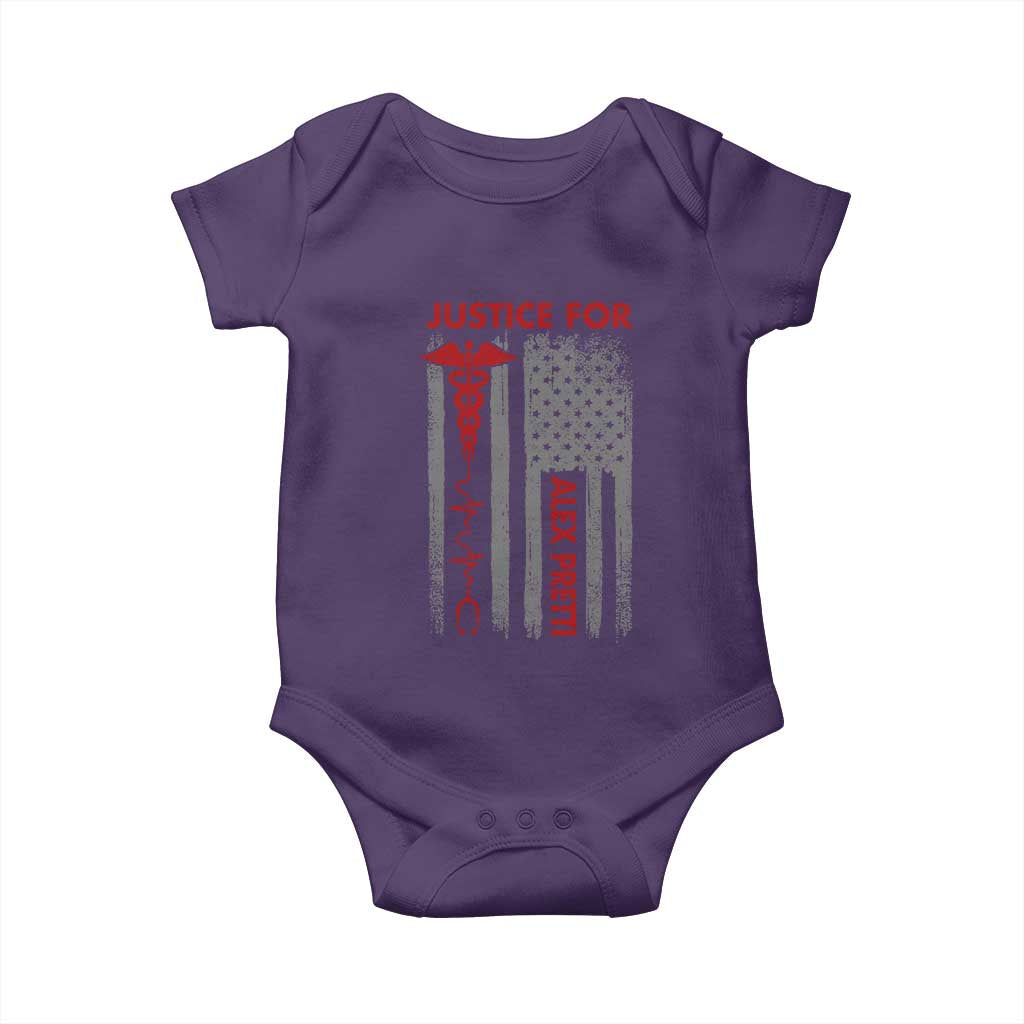 Justice For Alex Pretti Baby Onesie Minneapolis Tribute 2026 ICU Nurse American Flag TS11 Purple Print Your Wear