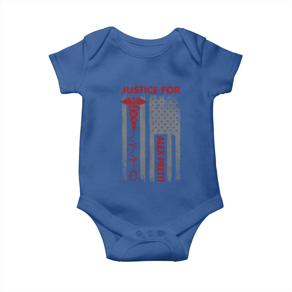 Justice For Alex Pretti Baby Onesie Minneapolis Tribute 2026 ICU Nurse American Flag TS11 Royal Blue Print Your Wear