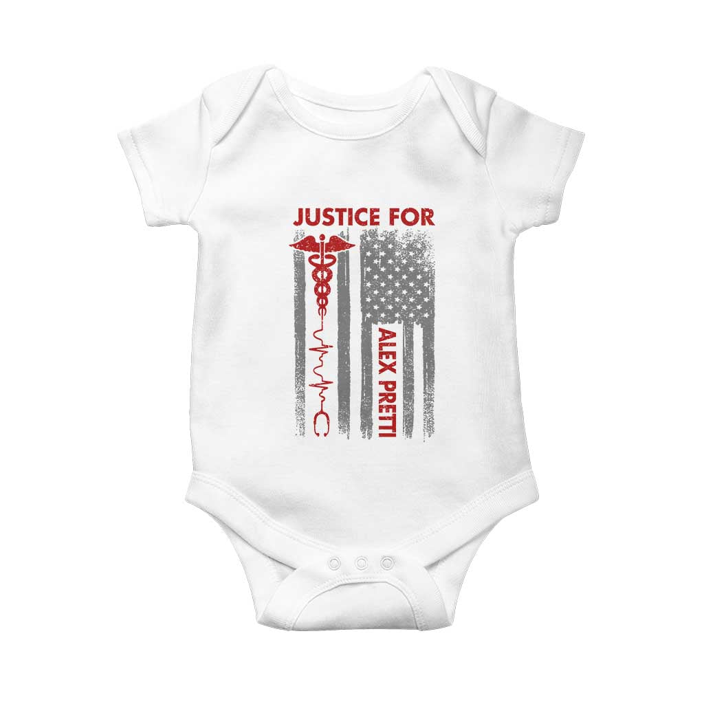 Justice For Alex Pretti Baby Onesie Minneapolis Tribute 2026 ICU Nurse American Flag TS11 White Print Your Wear