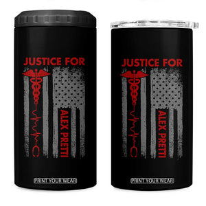 Justice For Alex Pretti 4 in 1 Can Cooler Tumbler Minneapolis Tribute 2026 ICU Nurse American Flag TS11 One Size: 16 oz Black Print Your Wear