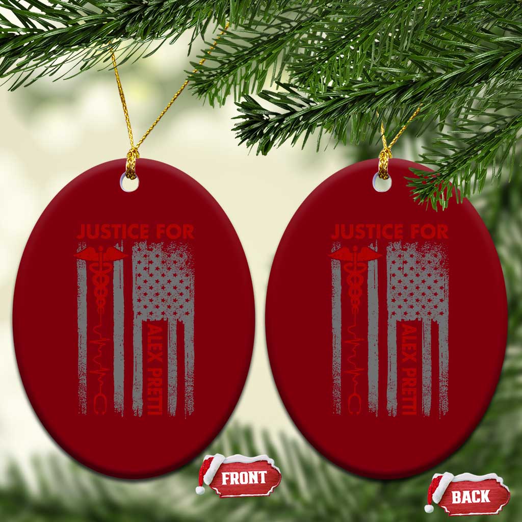 Justice For Alex Pretti Ceramic Ornament Minneapolis Tribute 2026 ICU Nurse American Flag TS11 Print Your Wear