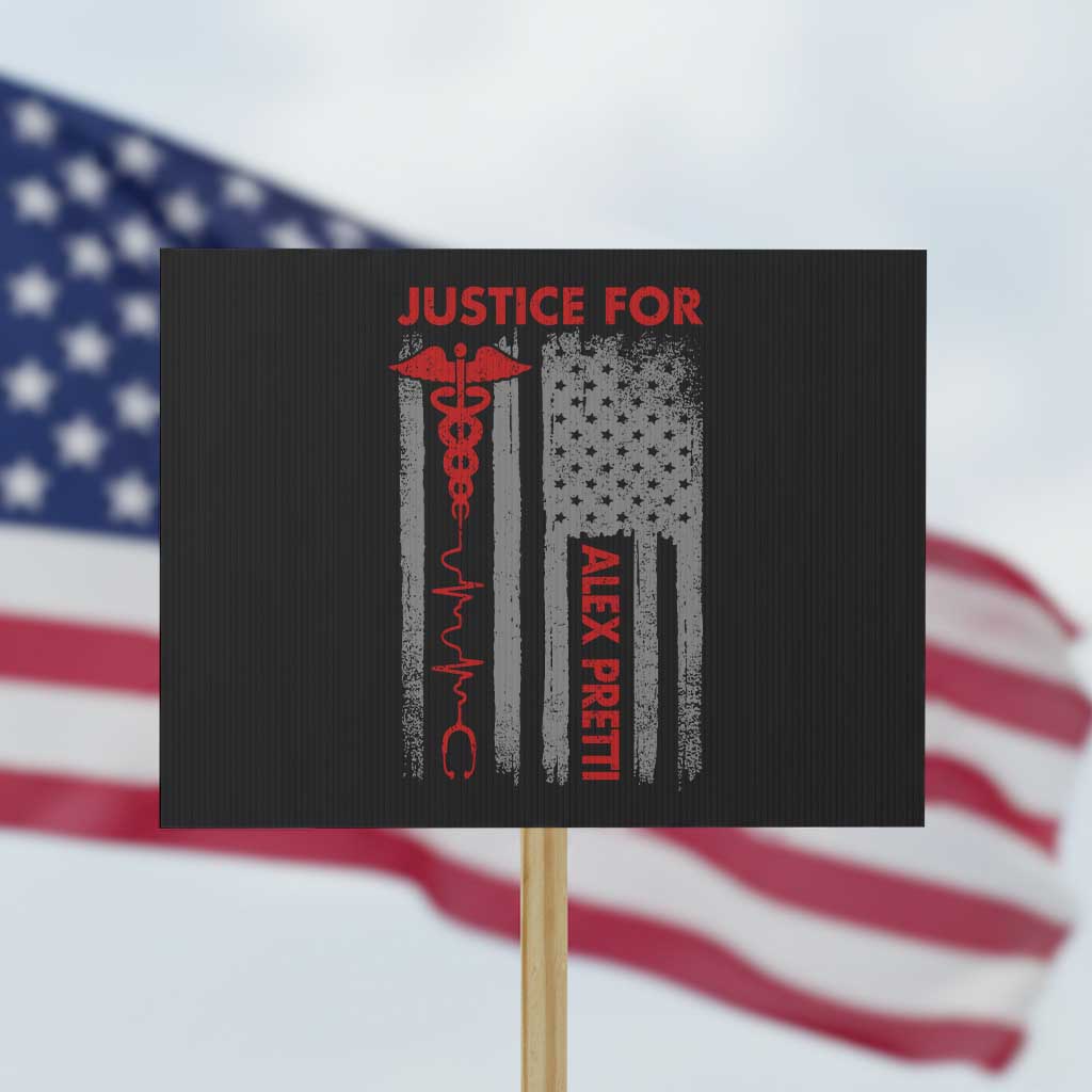 Justice For Alex Pretti Protest Sign Minneapolis Tribute 2026 ICU Nurse American Flag TS11 Horizontal 18