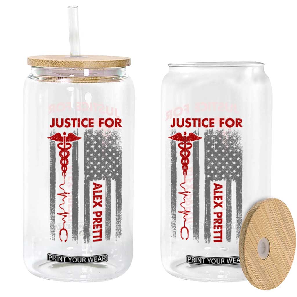 Justice For Alex Pretti Glass Can Minneapolis Tribute 2026 ICU Nurse American Flag TS11 Print Your Wear